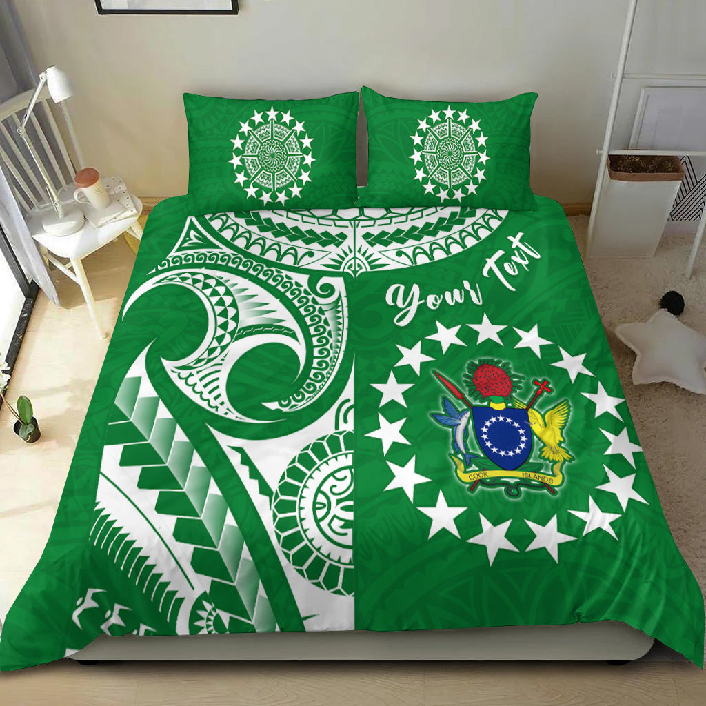 (Custom Personalised) Cook Islands Tatau Bedding Set Symbolize Passion Stars Version Green