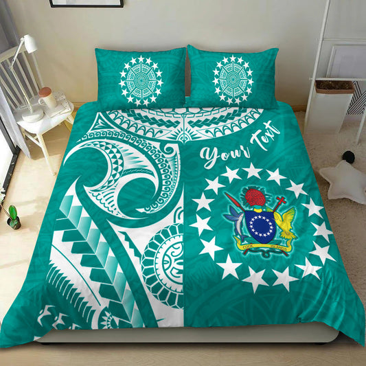 (Custom Personalised) Cook Islands Tatau Bedding Set Symbolize Passion Stars Version Turquoise