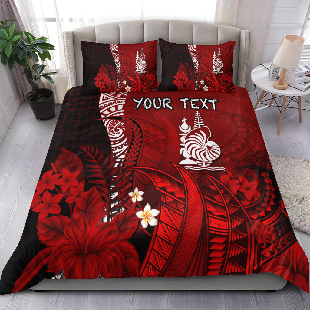 (Custom Personalised) New Caledonia Bedding Set Nautilus Red Polynesian Hibiscus