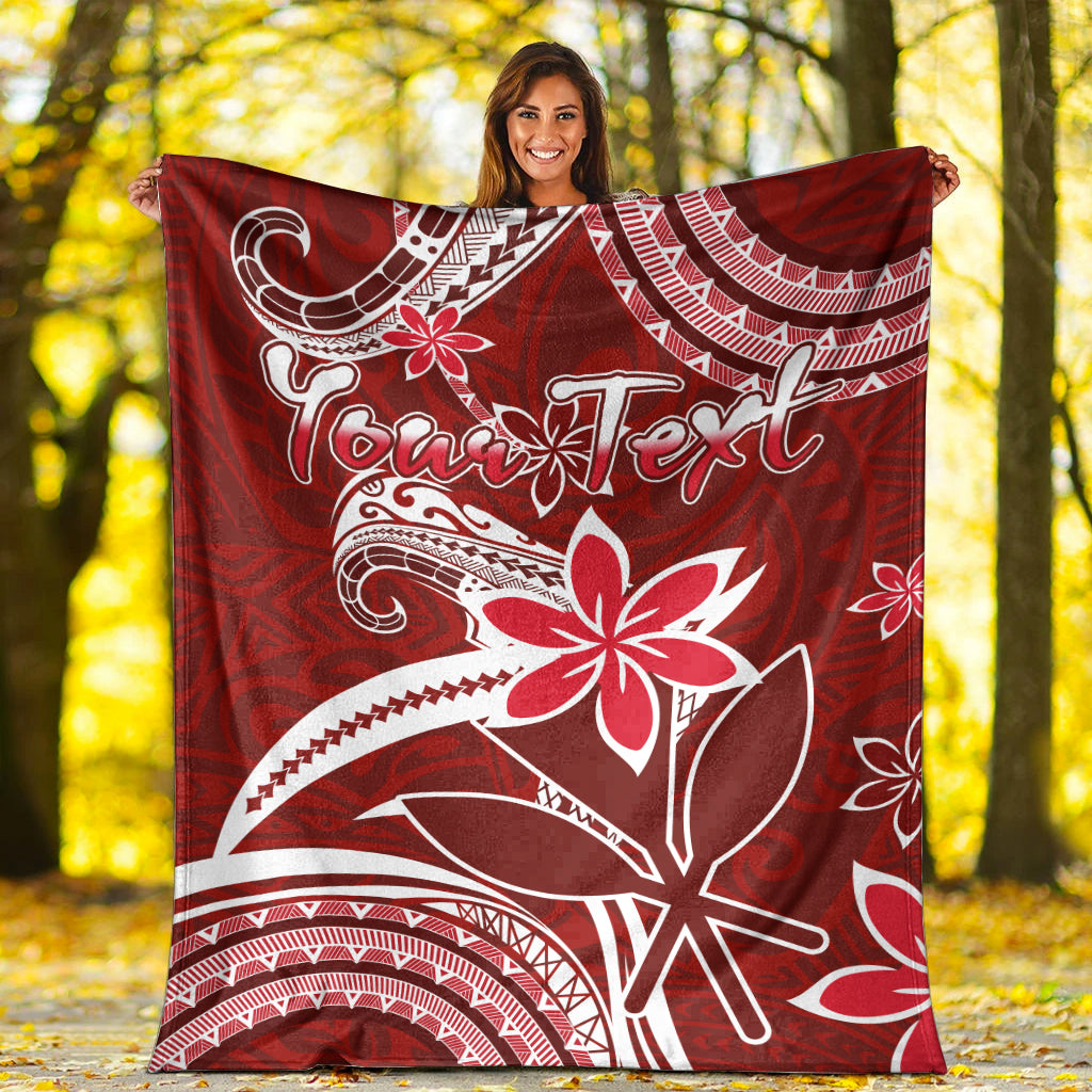 Custom Personalised Hawaii Flowers Wave Blanket Kanaka Maoli Red Polynesian