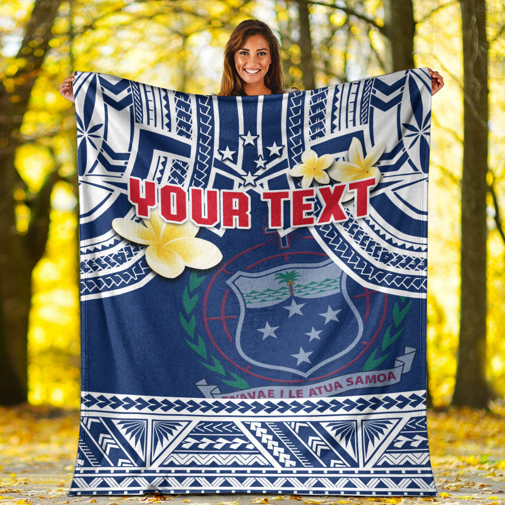 Custom Personalised Samoa Premium Blanket Samoan Plumeria Flowers Mix Polynesian Pattern