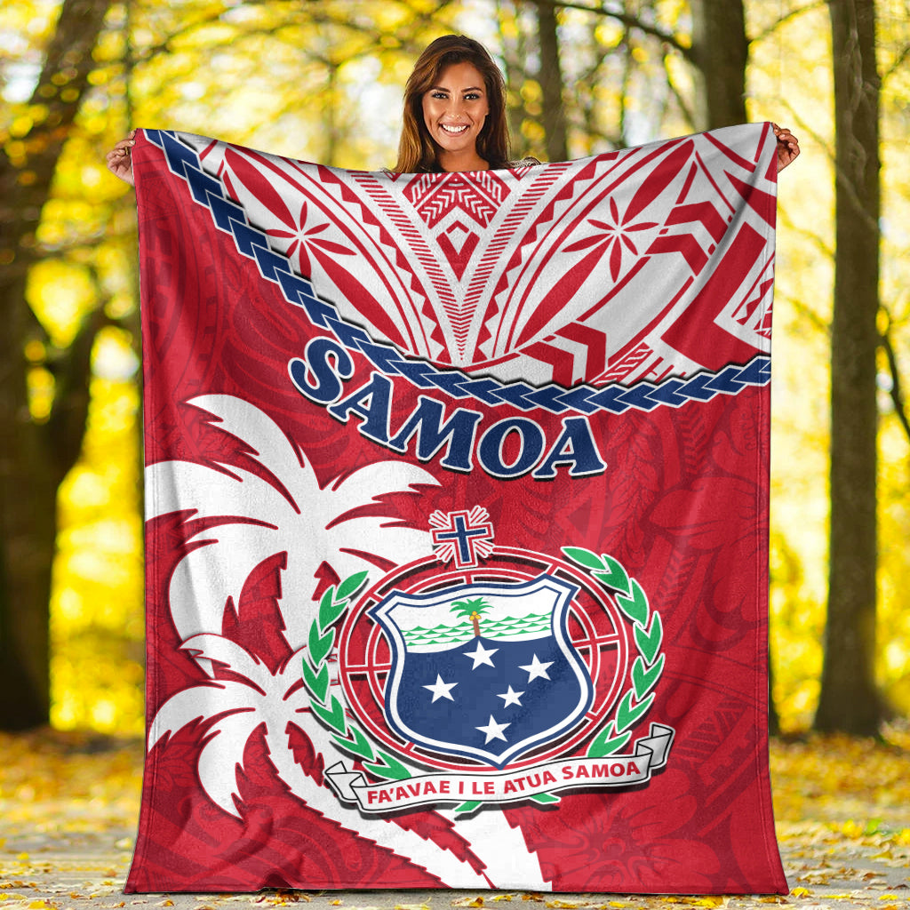 Samoa Premium Blanket Samoan Coat Of Arms With Coconut Red Style