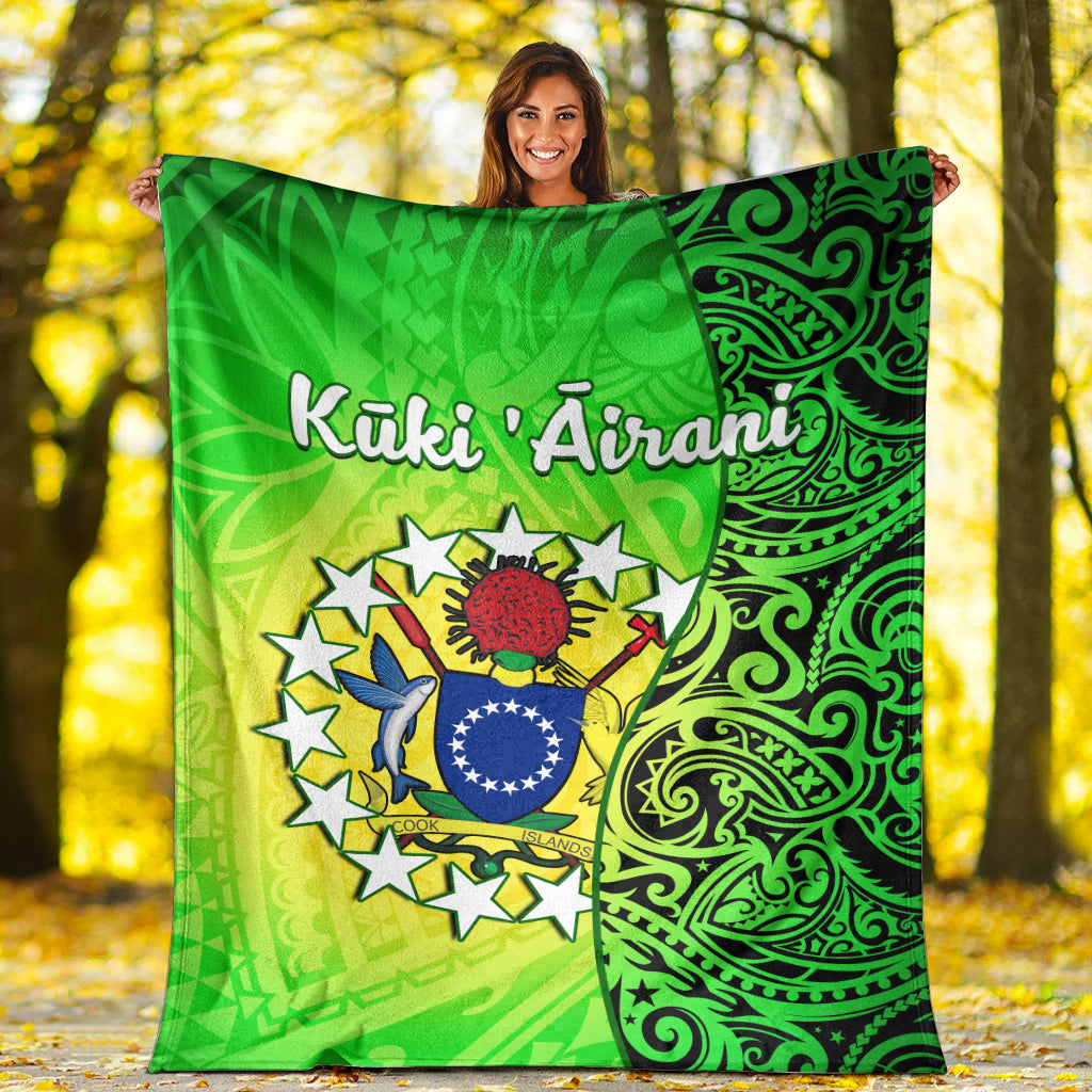 Cook Islands Premium Blanket Cook Islands Coat Of Arms Turtle Polynesian
