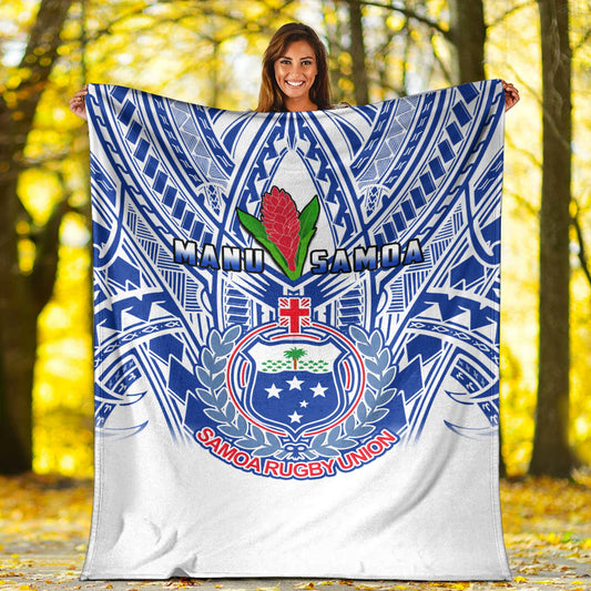Samoa Rugby Premium Blanket Manu Samoa 7s Ginger White Polynesian