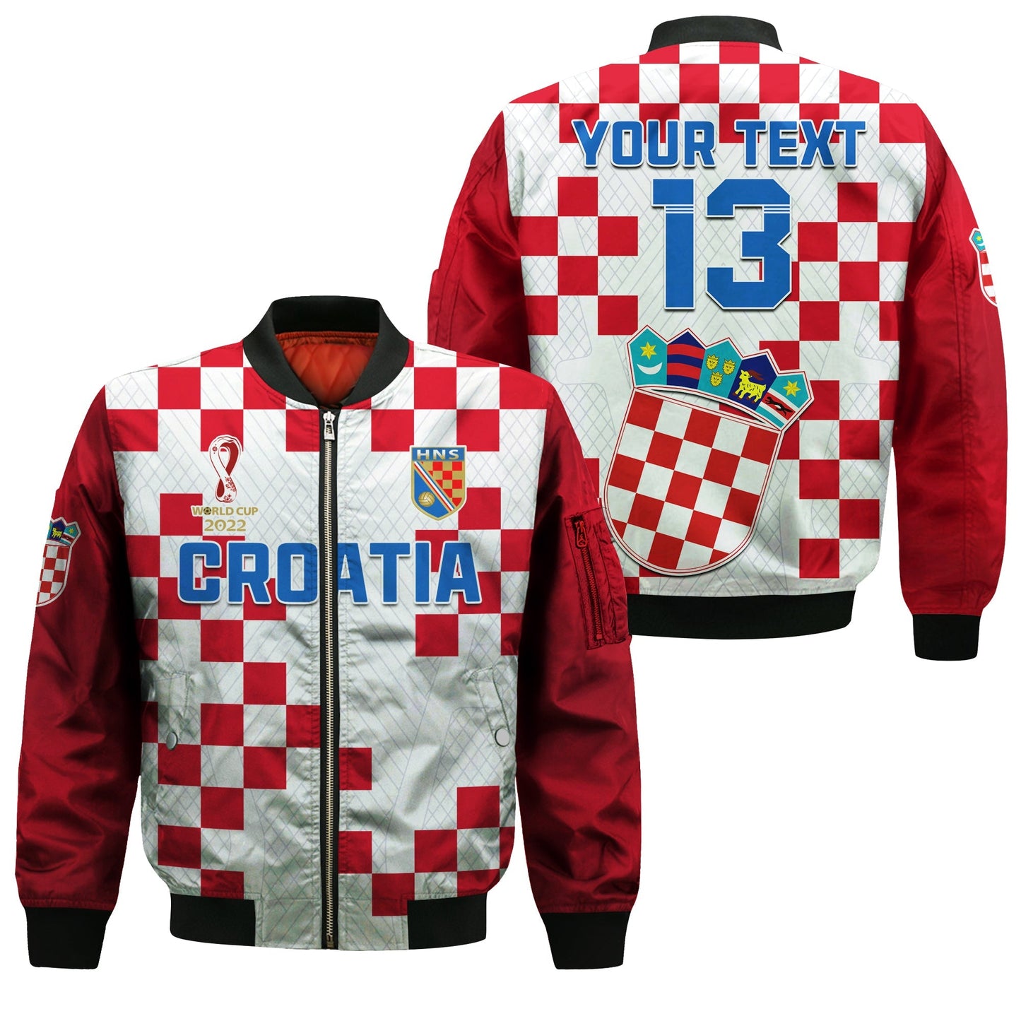 (Custom Text And Number) Croatia Football Bomber Jacket Vatreni Hrvatska Champions 2022 World Cup