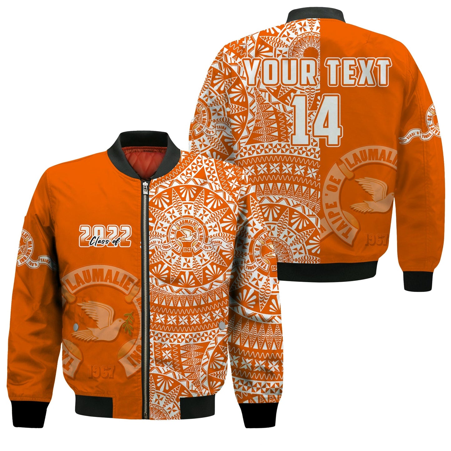 (Custom Text And Number) Tailulu Tonga College Bomber Jacket Class Of Year Tongan Ngatu Pattern