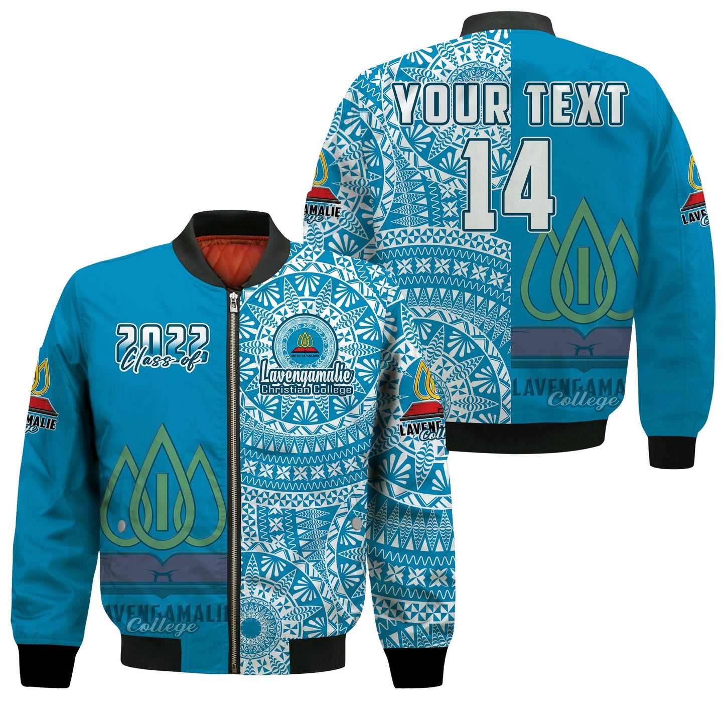 (Custom Personalised) Lavengamalie Tonga College Bomber Jacket Class Of Year Tongan Ngatu Pattern