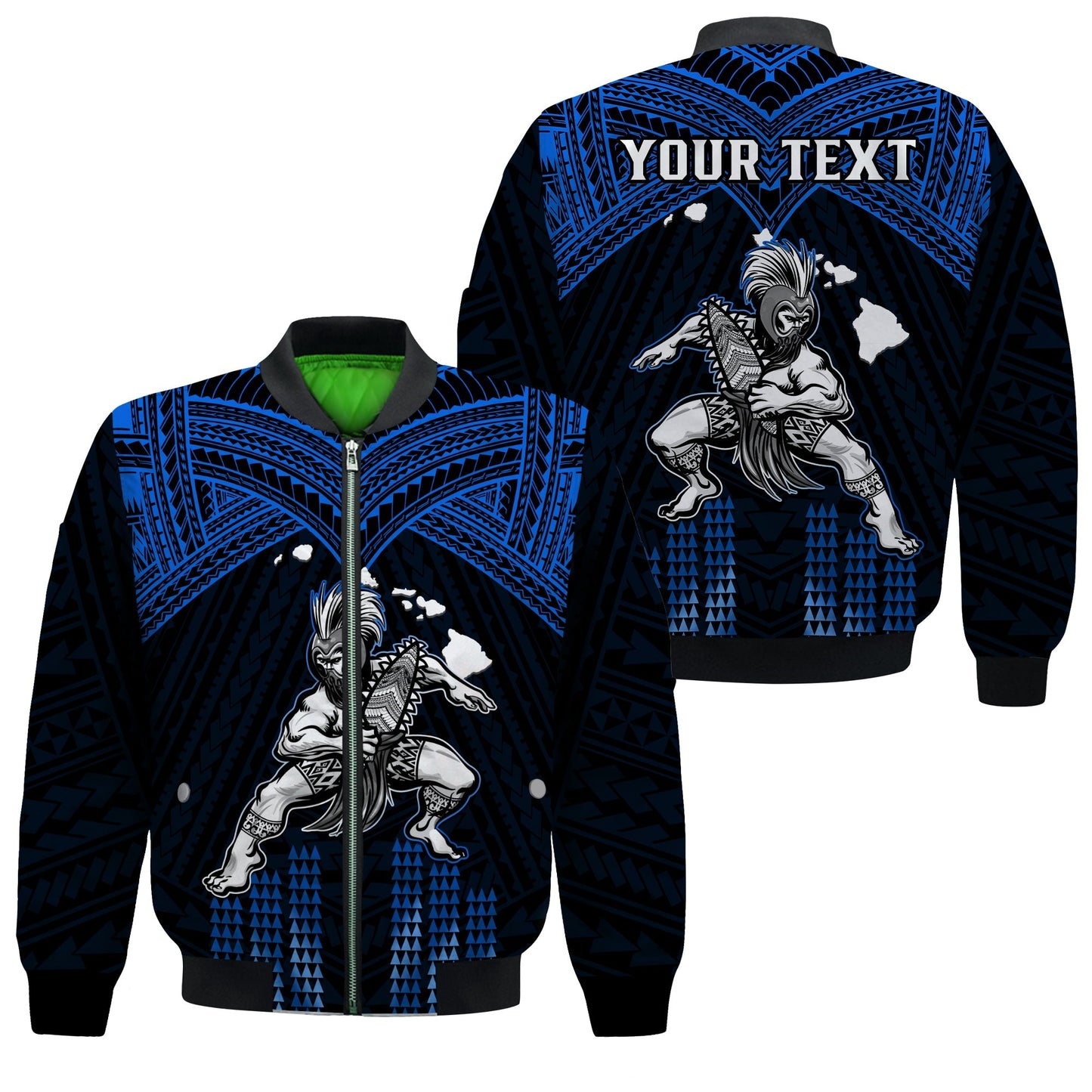 (Custom Personalised) Hawaii Bomber Jacket Hawaiian Warrior With Weapon Polynesian Ver.06