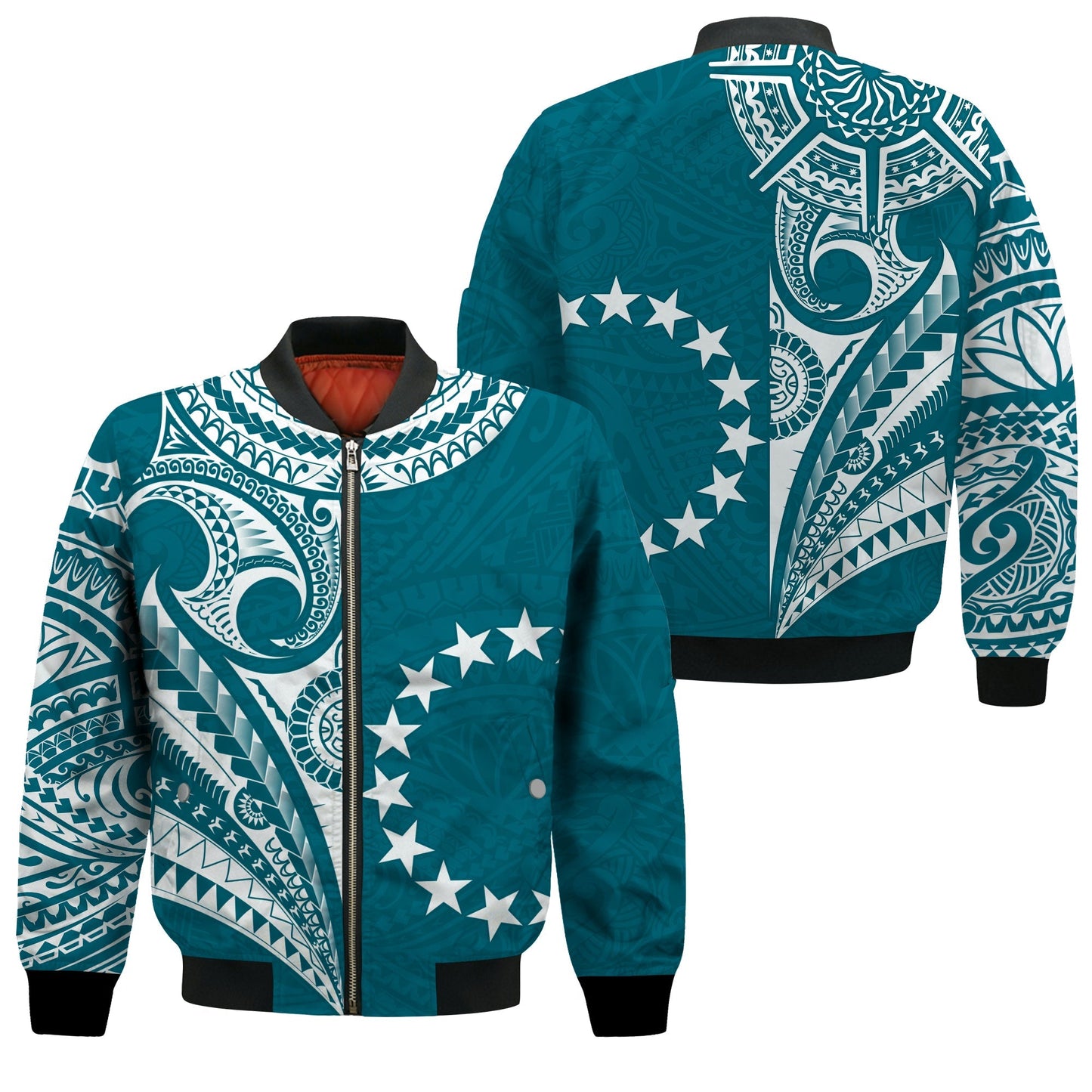 Cook Islands Tatau Bomber Jacket Symbolize Passion Stars Version Blue