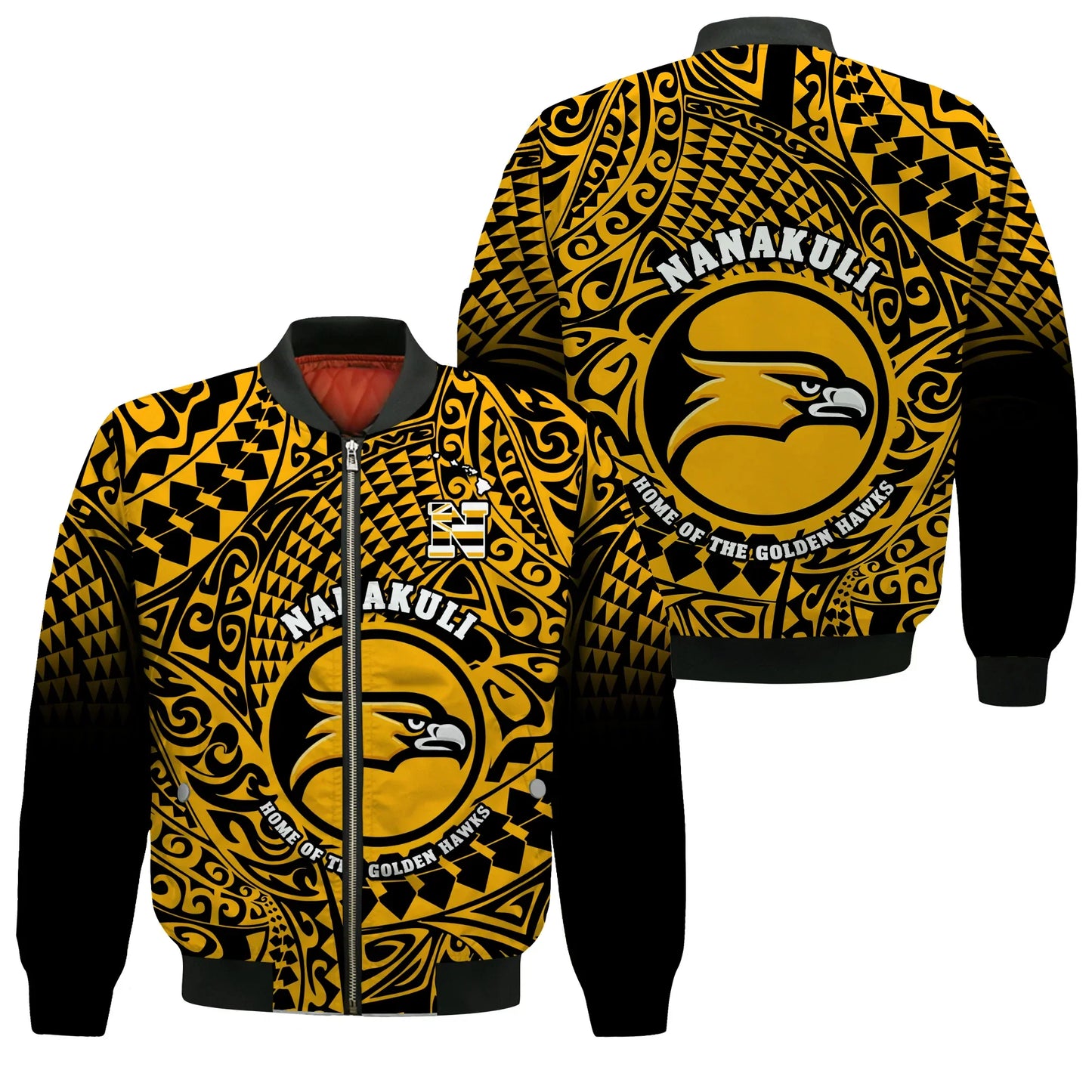 Hawaii Bomber Jacket Nanakuli High and Intermediate School Tribal Kakau