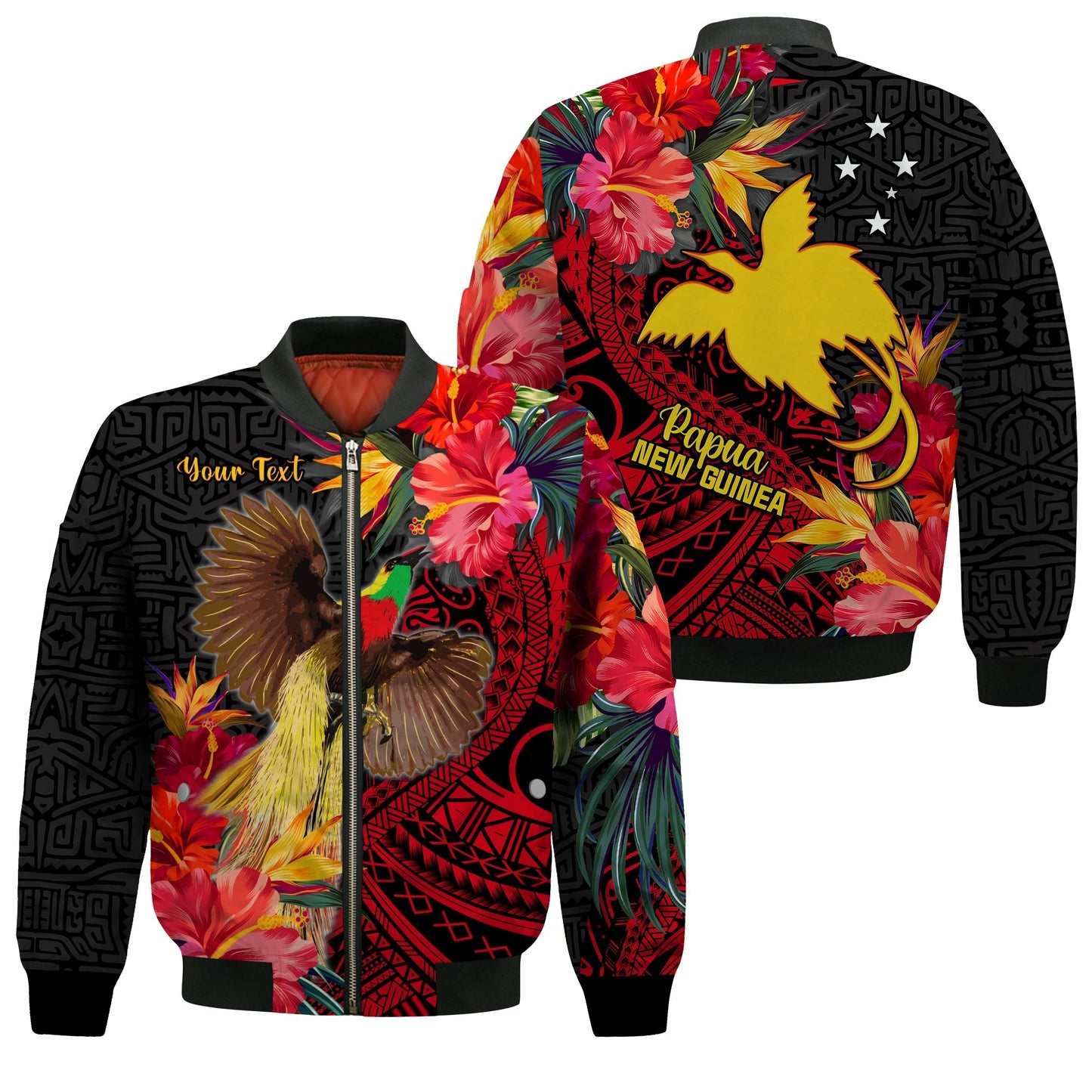(Custom Personalised) Papua New Guinea Bomber Jacket Bird of Paradise