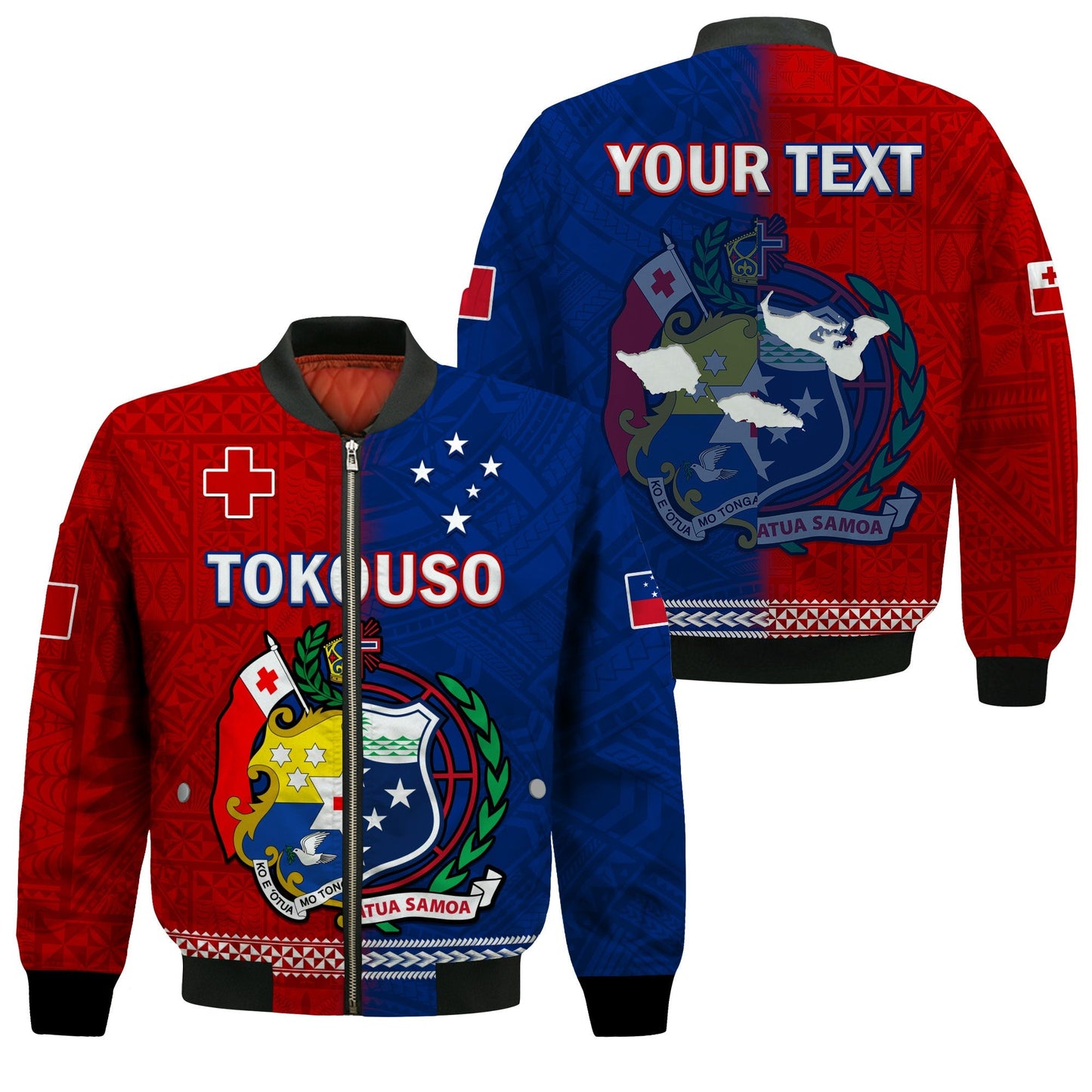 (Custom Personalised) TokoUso Bomber Jacket Tonga and Samoa United We Stand Divided We Fall