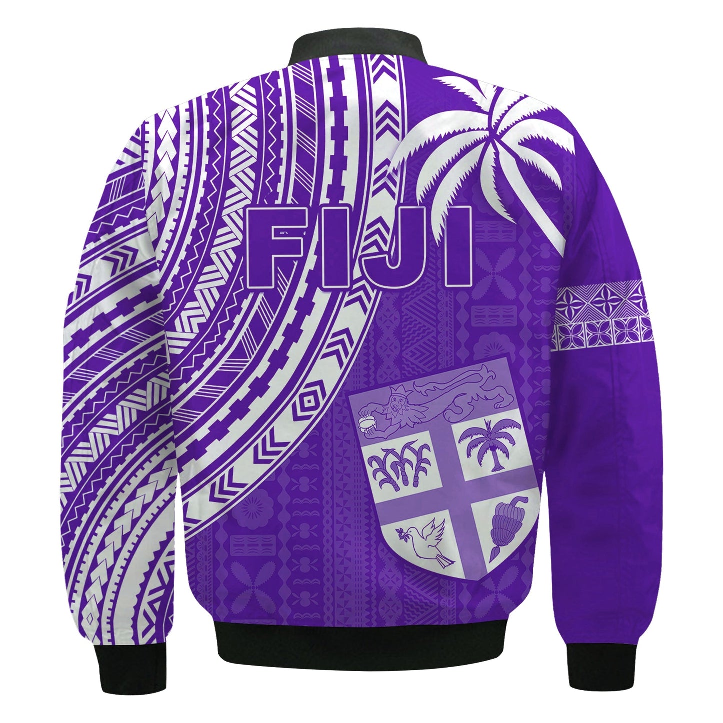 Fiji Rugby Sevens Bomber Jacket Fijian 7s Tapa Polynesian Purple