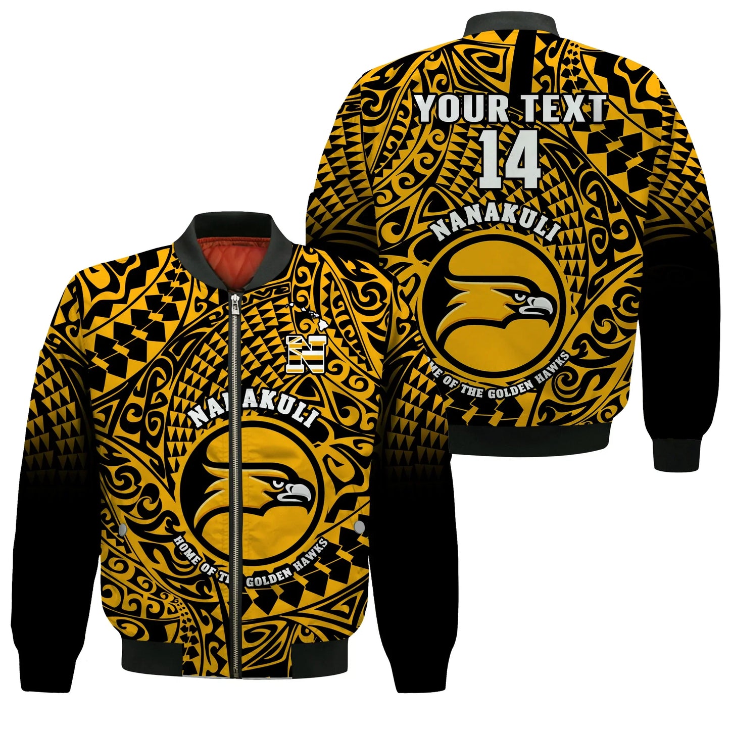 (Custom Text And Number) Hawaii Bomber Jacket Nanakuli High and Intermediate School Tribal Kakau