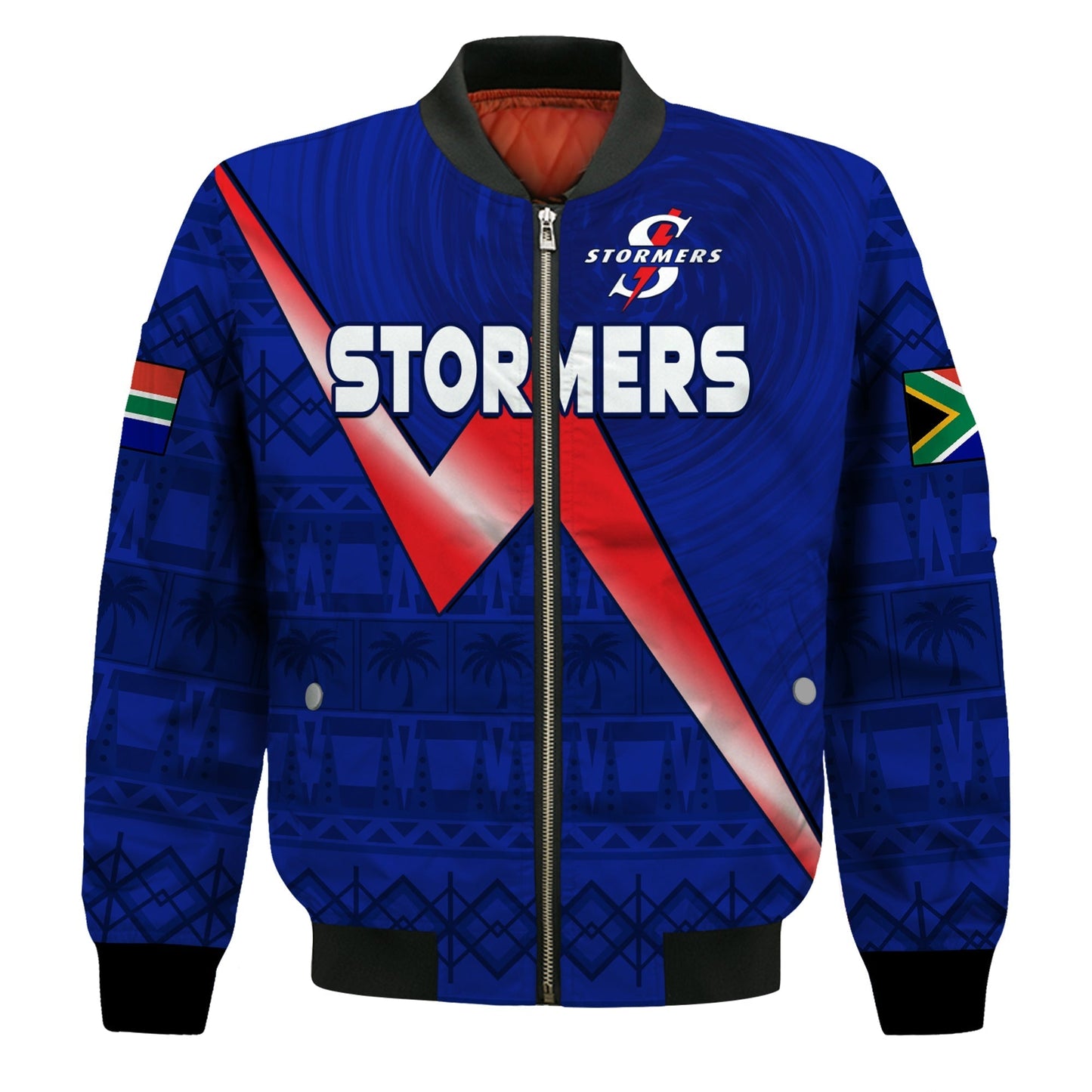 (Custom Text And Number) Stormers South Africa Rugby Bomber Jacket We Are The Champions URC African Pattern