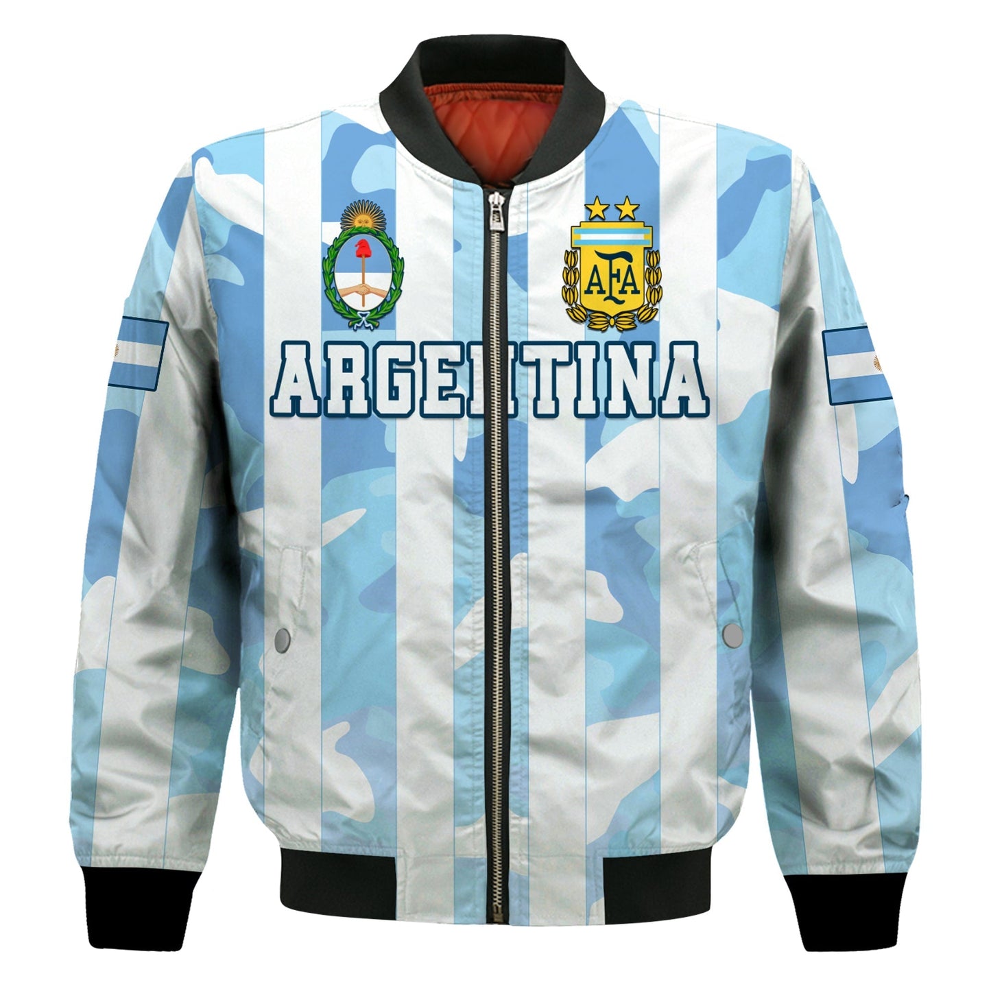 (Custom Personalised) Argentina Football Bomber Jacket AFA Champions 2022 Sporty Style