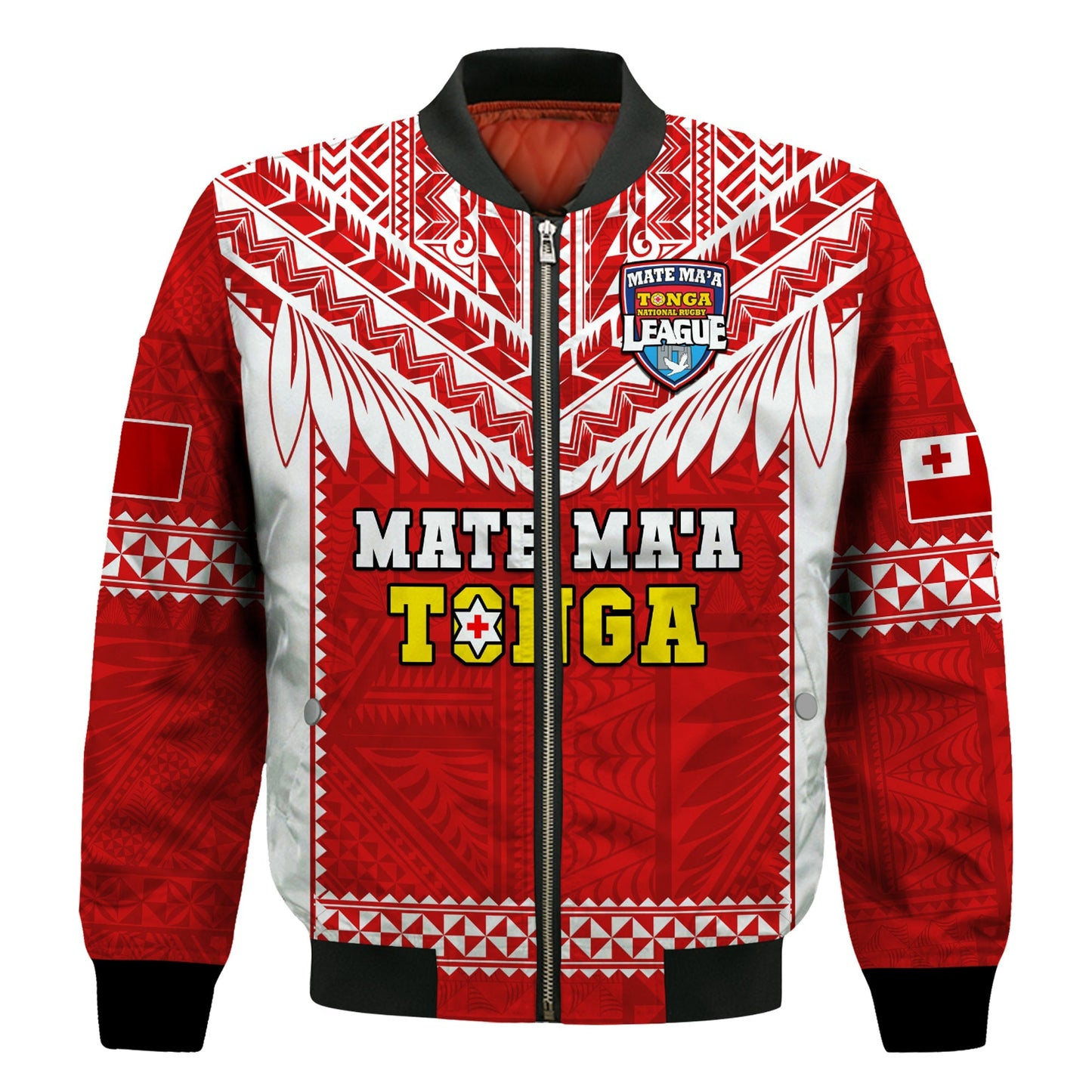 Tonga Rugby Bomber Jacket Mate Maa Tonga Pacific Ngatu White