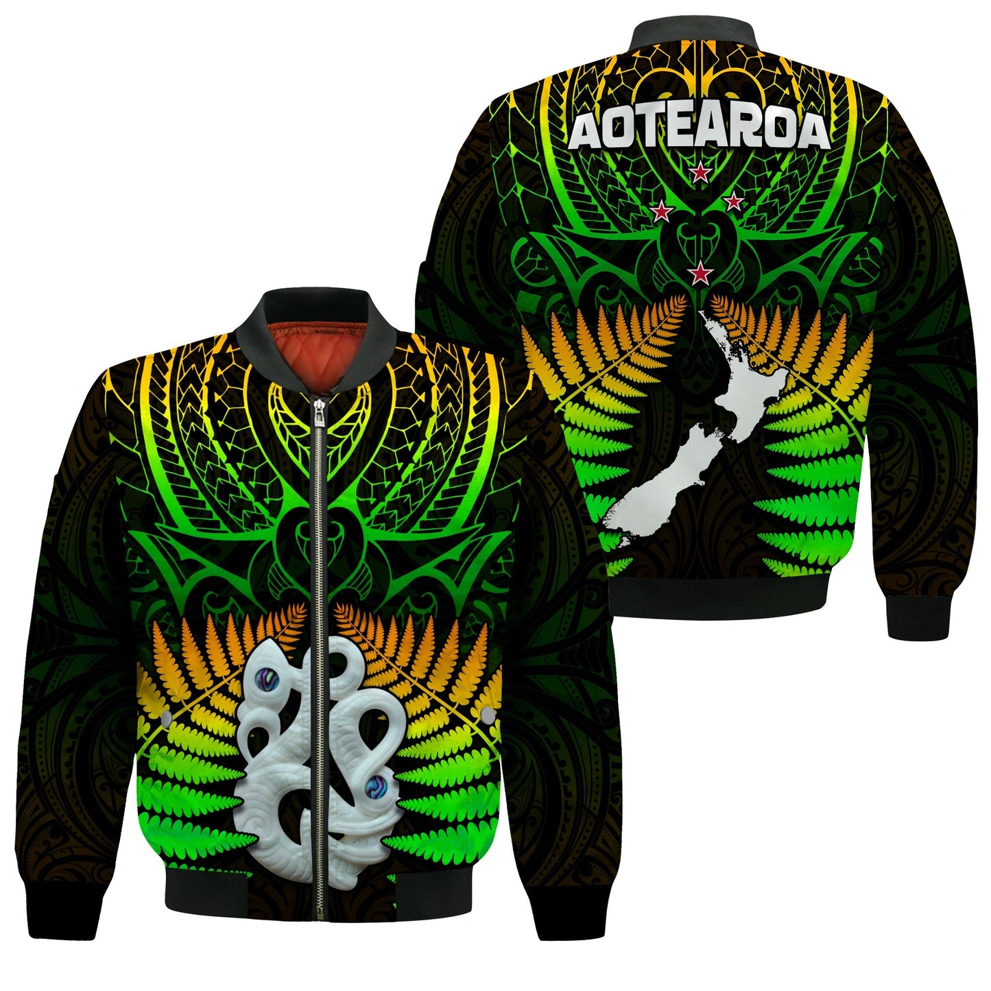 Aotearoa Fern Bomber Jacket New Zealand Hei Tiki Special Style