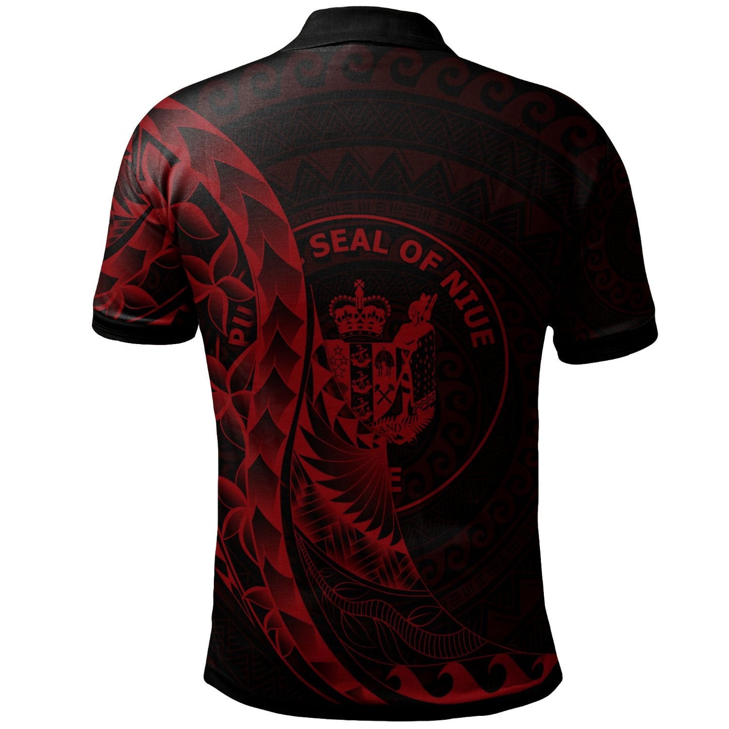 Niue Polo Shirt - Polynesian Pattern Style Red Color