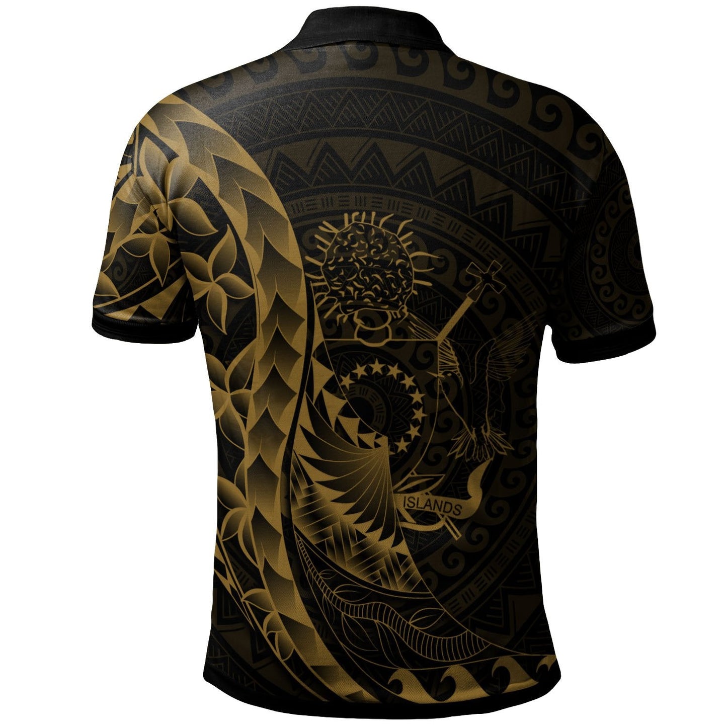 Cook Islands Polo Shirt - Polynesian Pattern Style Gold Color