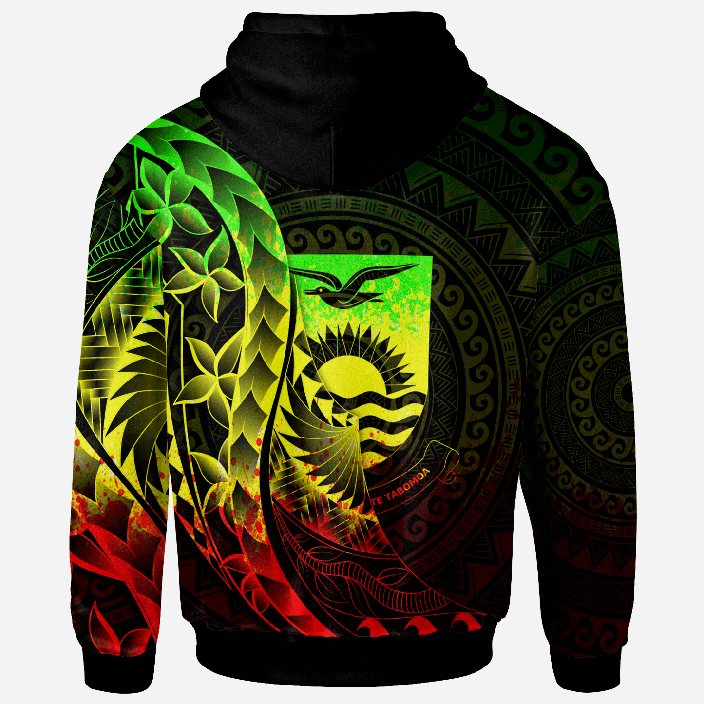 Kiribati Zip Hoodie Polynesian Pattern Style Reggae Color