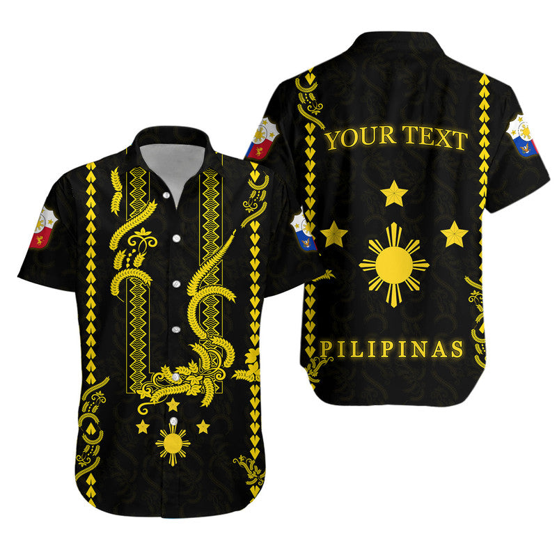 Custom Personalised Philippines Hawaiian Shirt Pechera With Side Barong Patterns