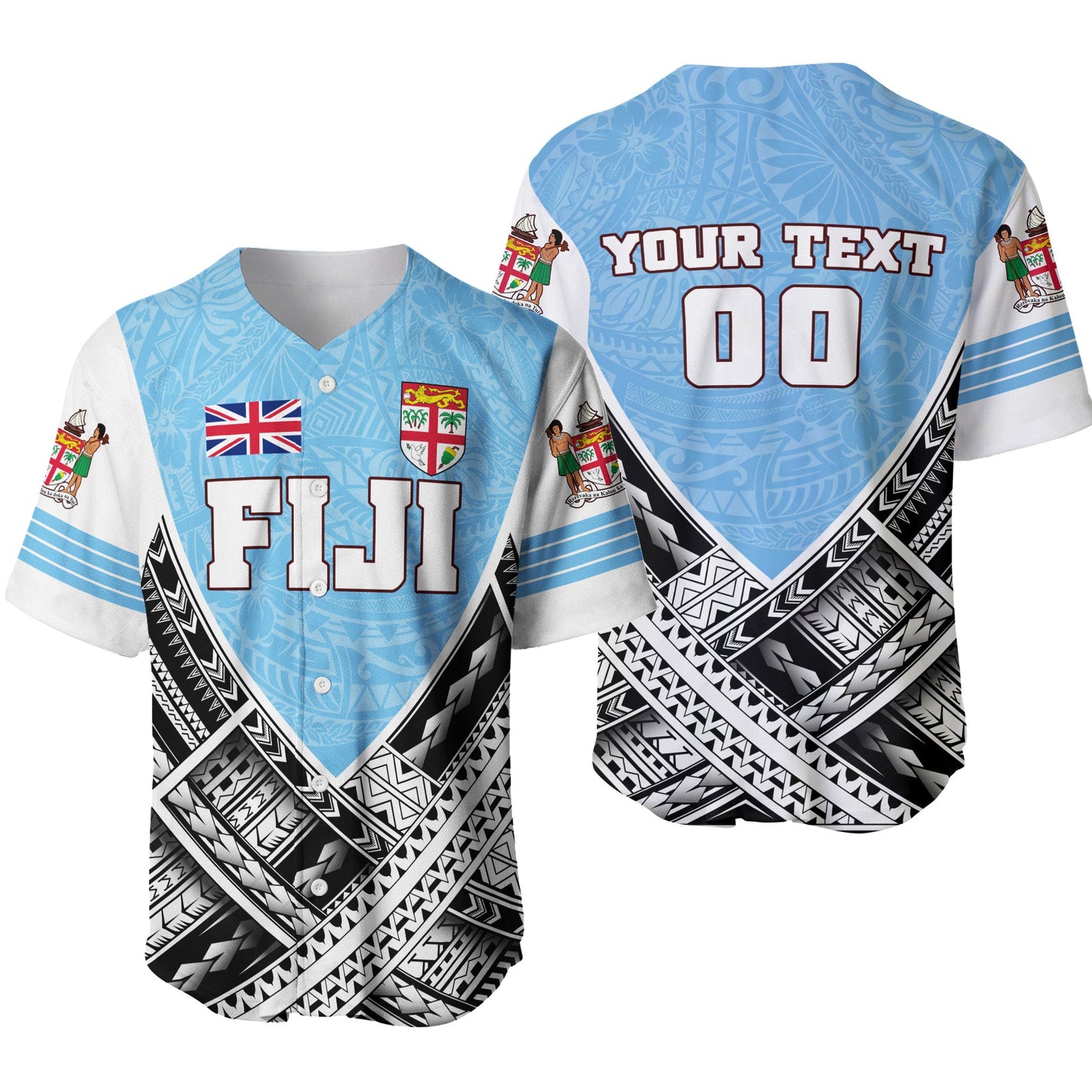 (Custom Personalised) Fiji Baseball Jersey Polynesian Sport Style