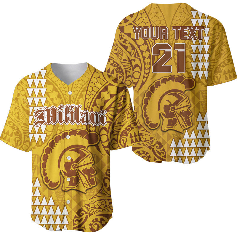(Custom Personalised) Hawaii Mililani High School Baseball Jersey Tribal Kakau