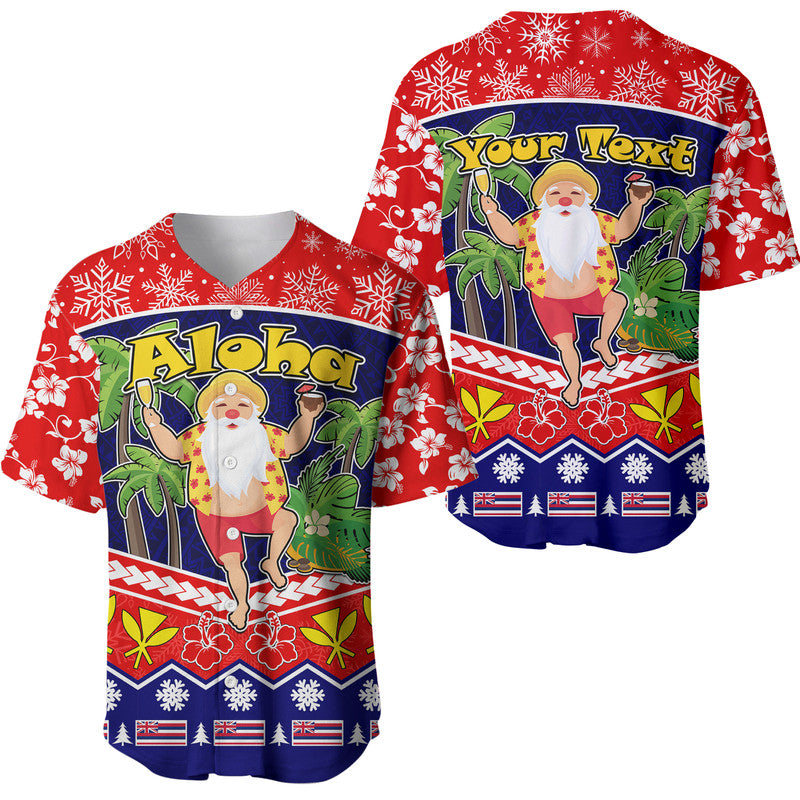 (Custom Personalised) Hawaii Santa Kalikimaka Palm And Hibiscus Christmas Vibe Baseball Jersey