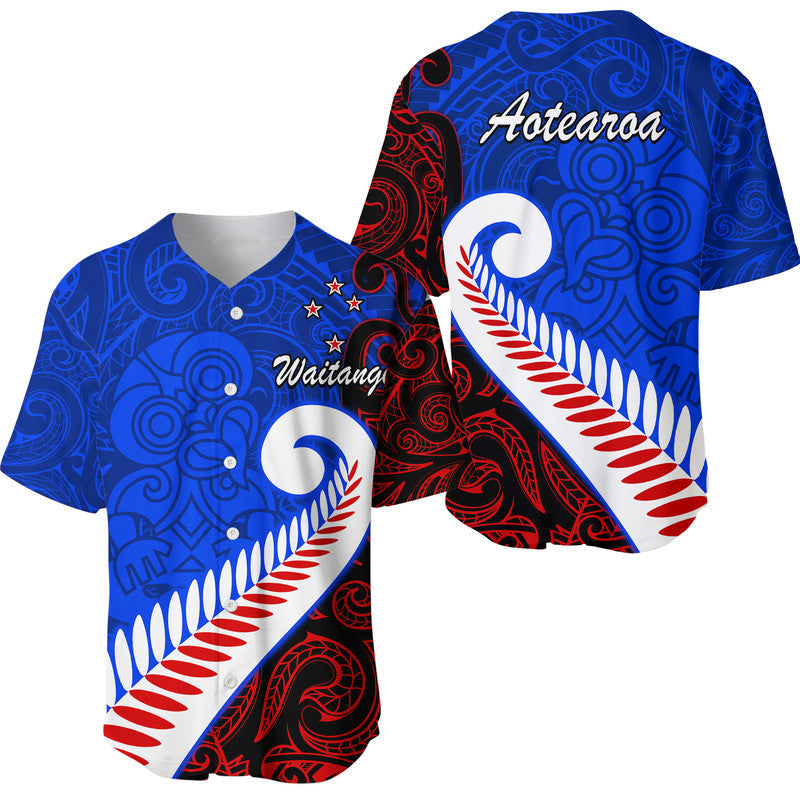 Waitangi Day Baseball Jersey Aotearoa Hei Tiki Silver Fern