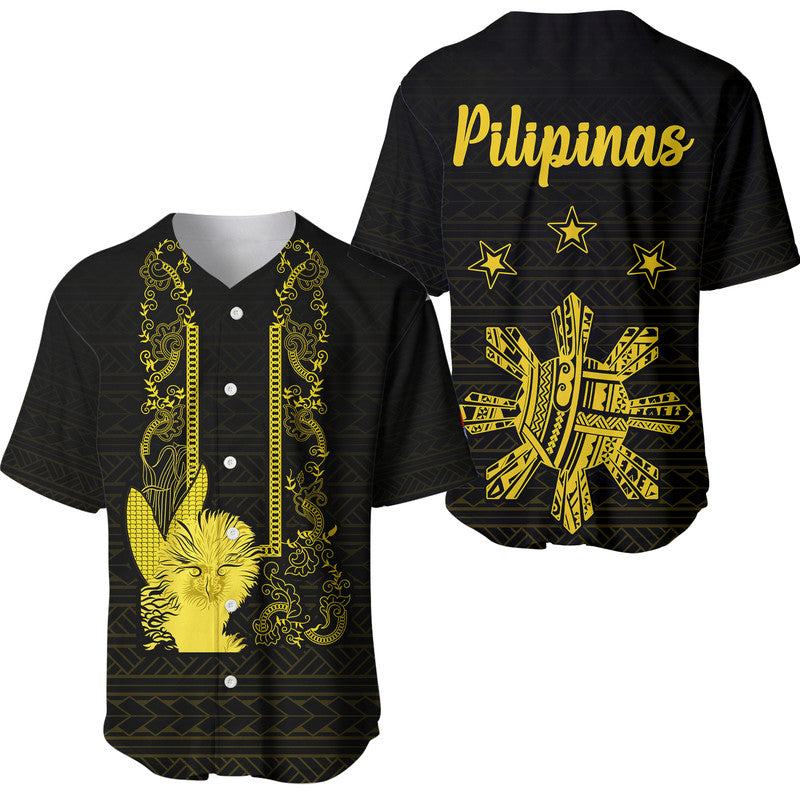 Philippines Eagle Barong Baseball Jersey Filipino Eight Rayed Gold Sun
