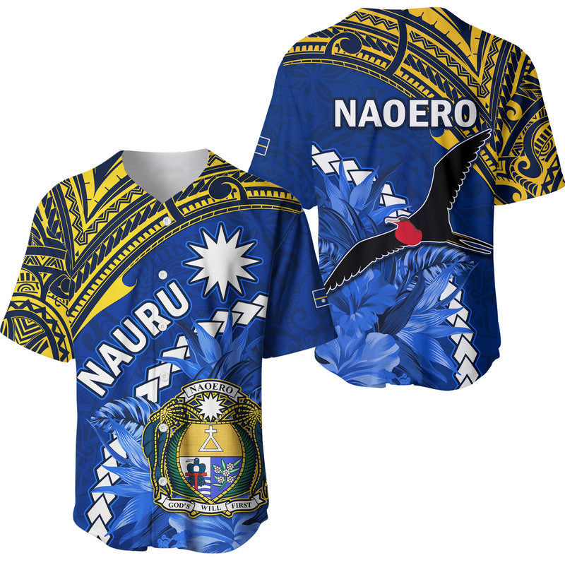 Nauru Coat of Arms Baseball Jersey Polynesian With Frigatebird