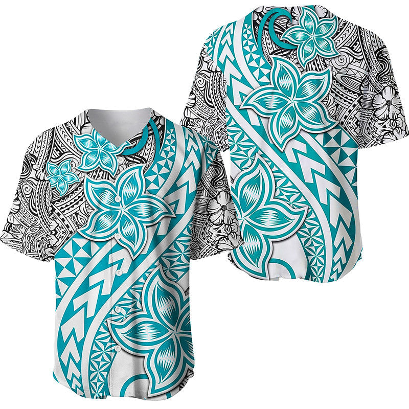 Traditional Polynesian Tribal Tattoo Retro Baseball Jersey Turquoise