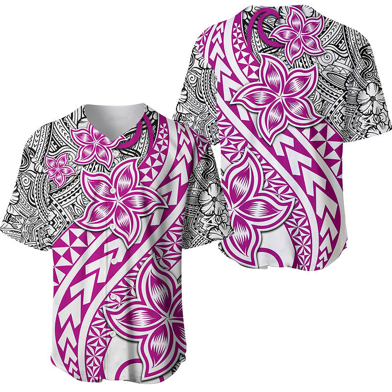 Traditional Polynesian Tribal Tattoo Retro Baseball Jersey Pink