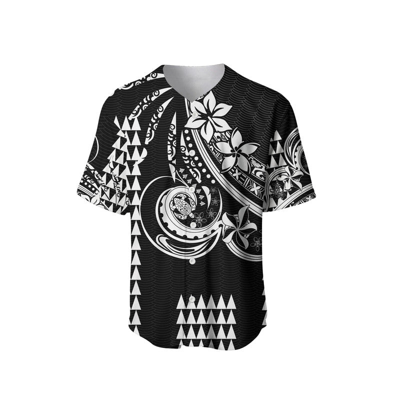 (Custom Personalised) Kakau Hawaiian Polynesian Baseball Jersey Black