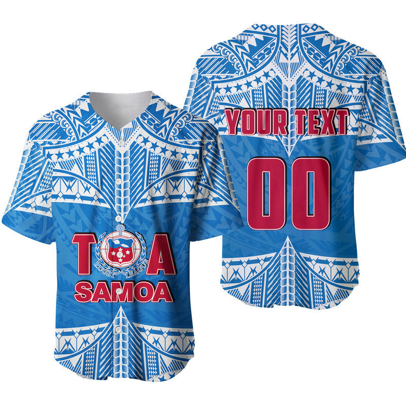 (Custom Personalised And Number) Toa Samoa Rugby Baseball Jersey Blue Sky