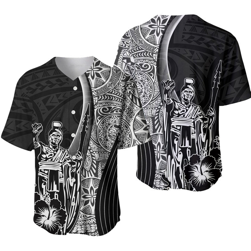 Hawaiian King Kamehameha Baseball Jersey Vibe Black Style