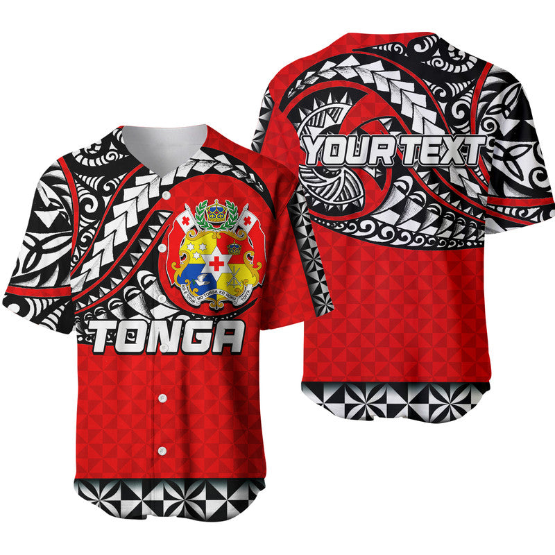(Custom Personalised) Tonga Baseball Jersey Polynesian Tattoo