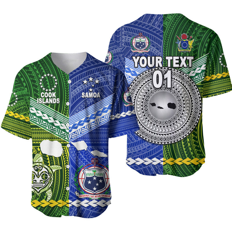 (Custom Personalised) Samoa And Cook Islands Baseball Jersey Together
