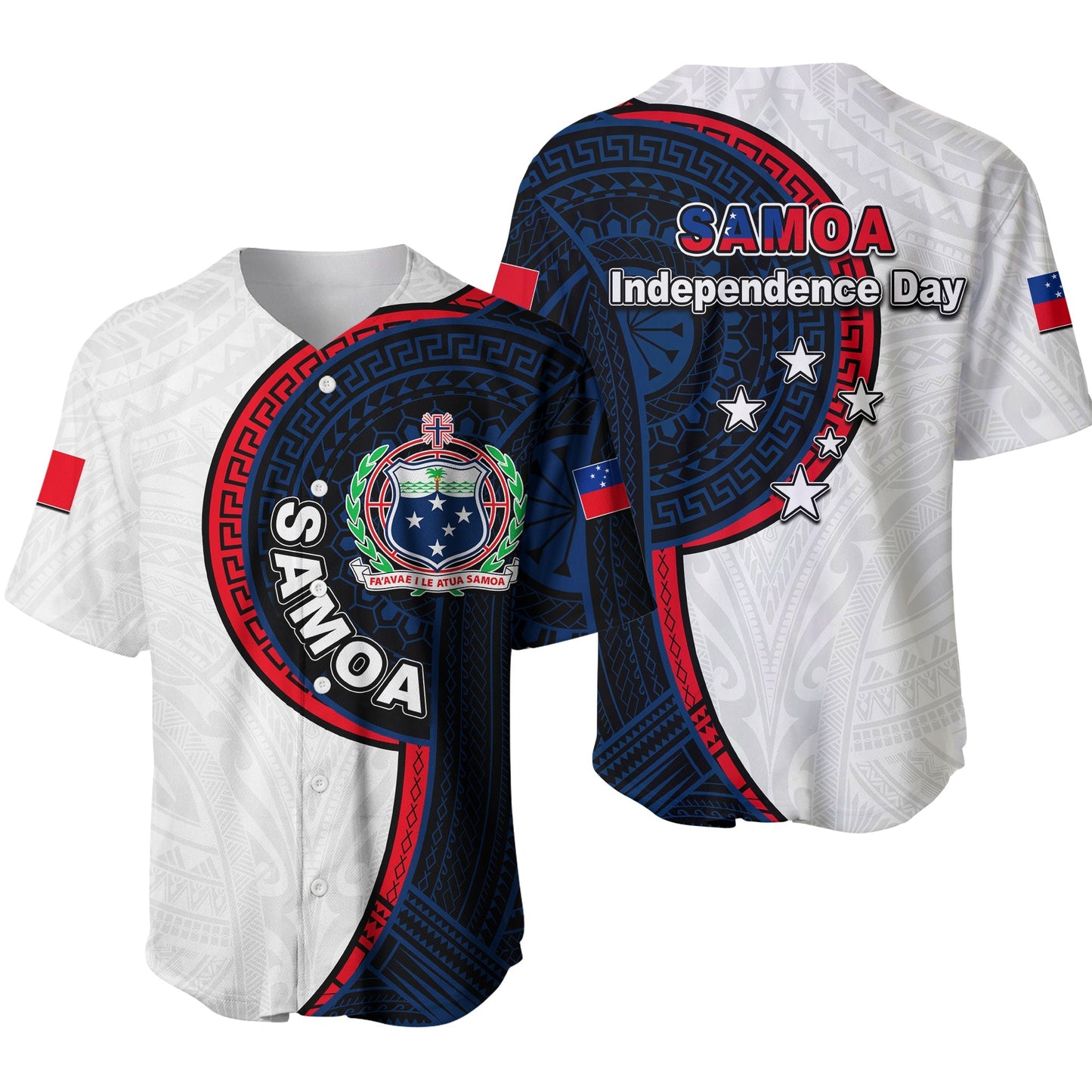 Samoa Independence Day Tribal Tattoo Baseball Jersey No.3