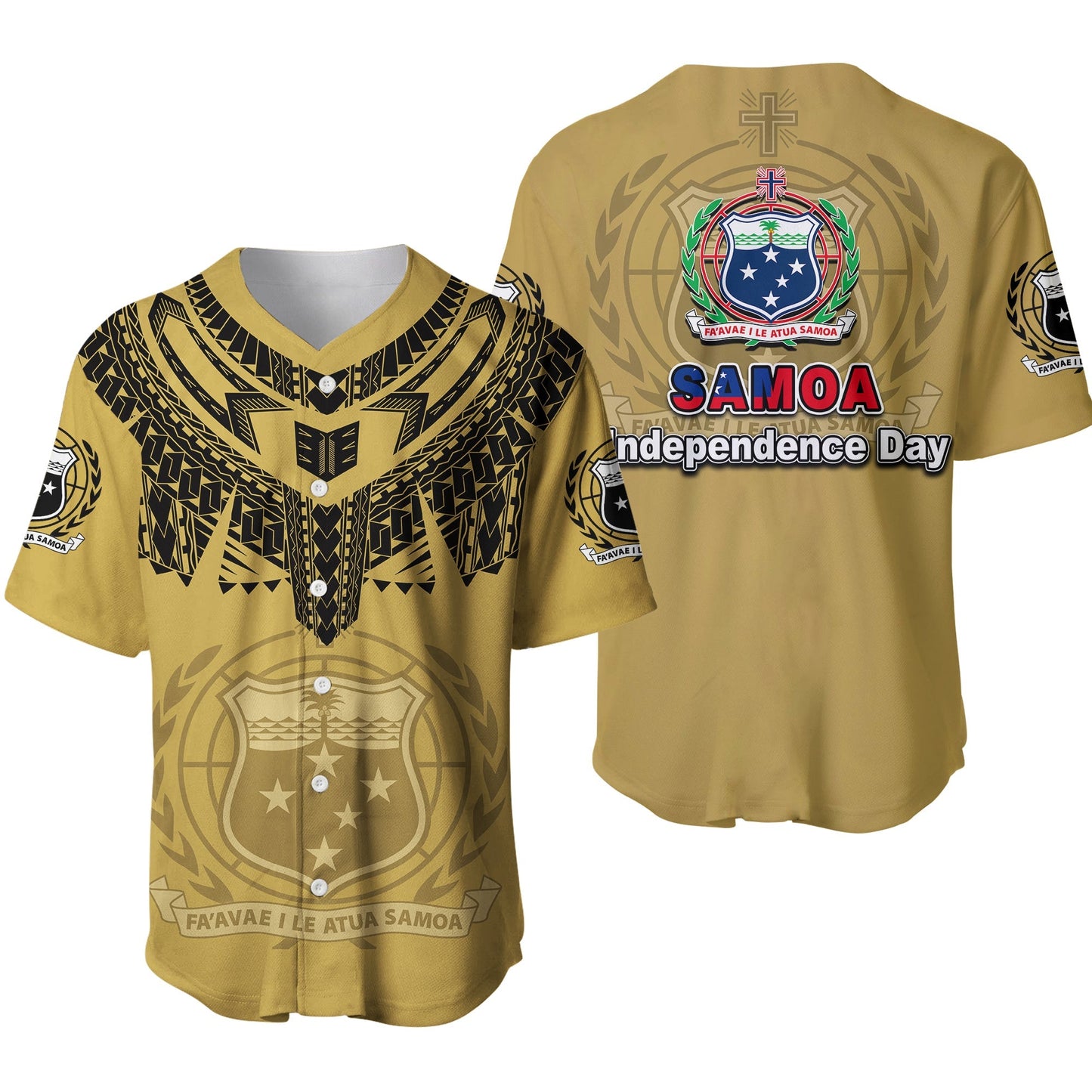 Samoa Independence Day Tribal Tattoo Coat Of Arms Baseball Jersey No.2