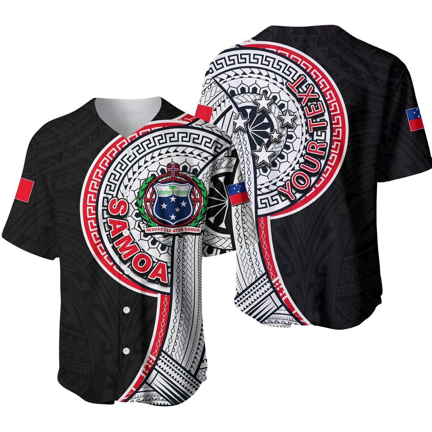(Custom Personalised) Samoa Tribal Tattoo Baseball Jersey No.4
