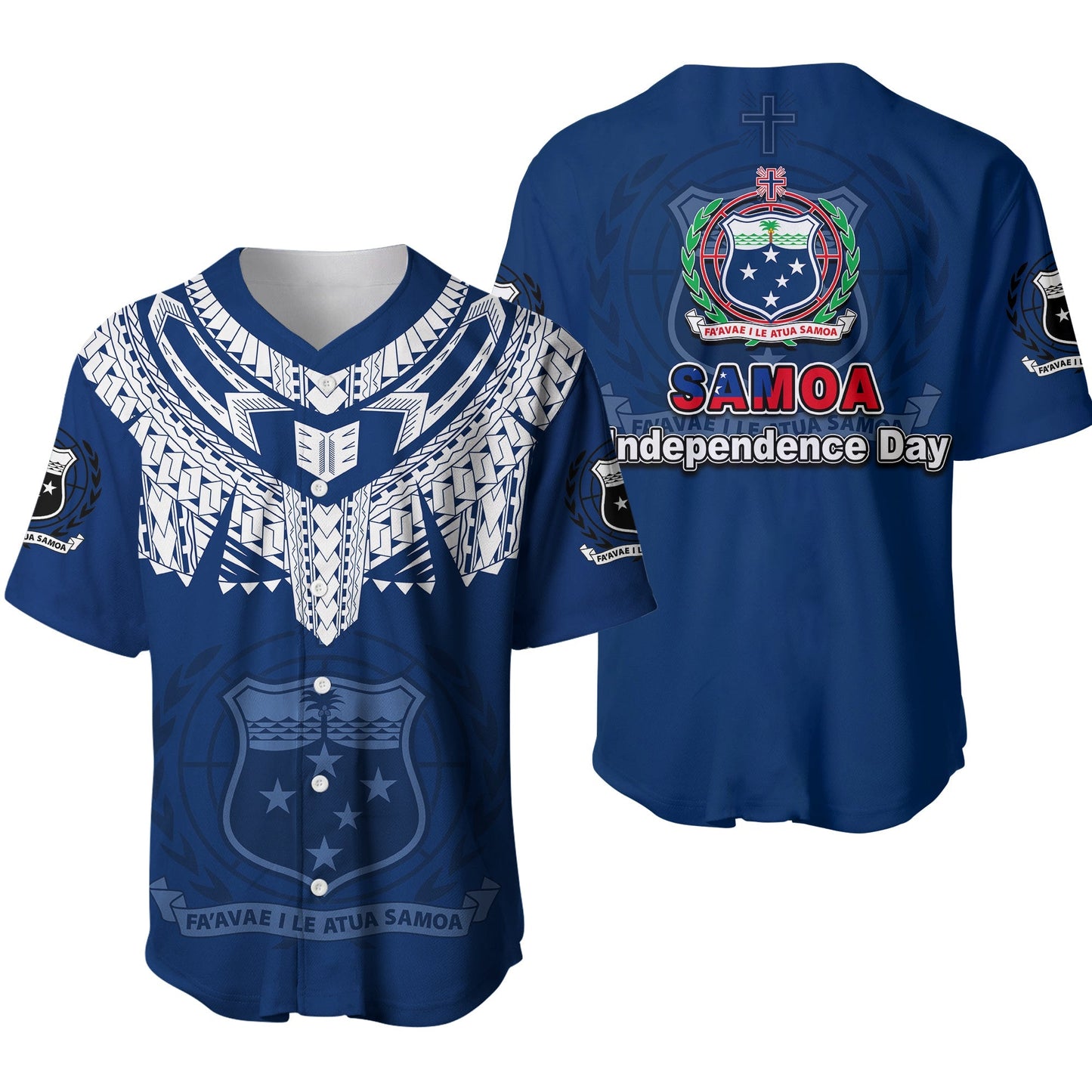 Samoa Independence Day Tribal Tattoo Coat Of Arms Baseball Jersey No.3