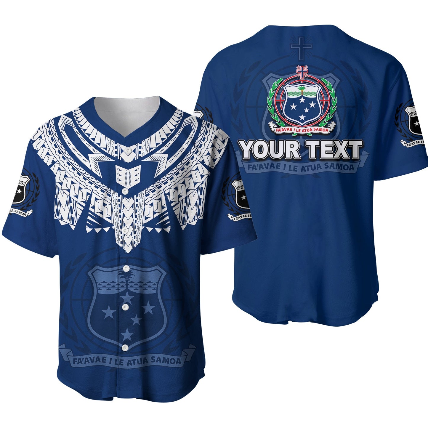 (Custom Personalised) Samoa Tribal Tattoo Coat Of Arms Baseball Jersey No.3