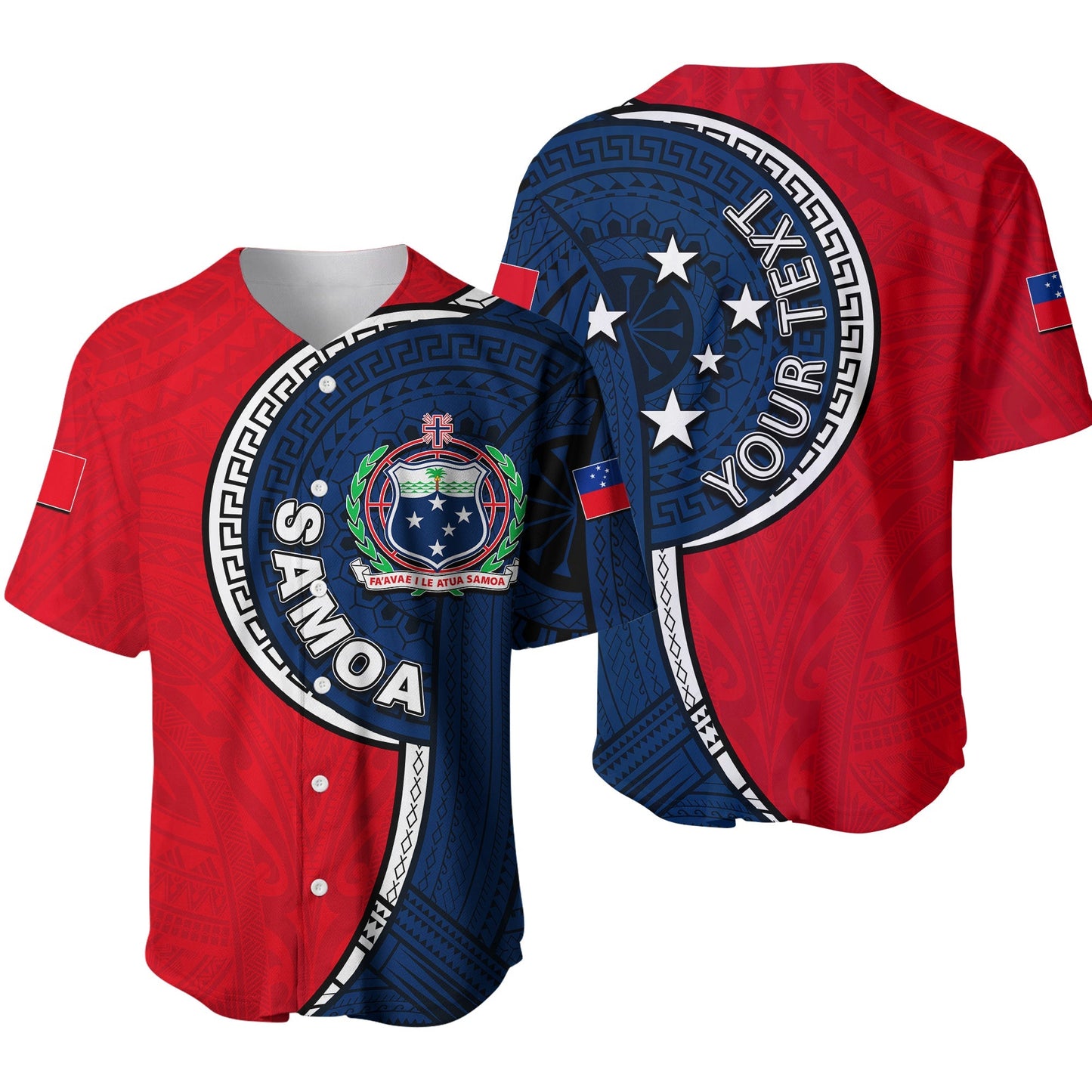 (Custom Personalised) Samoa Tribal Tattoo Baseball Jersey No.1