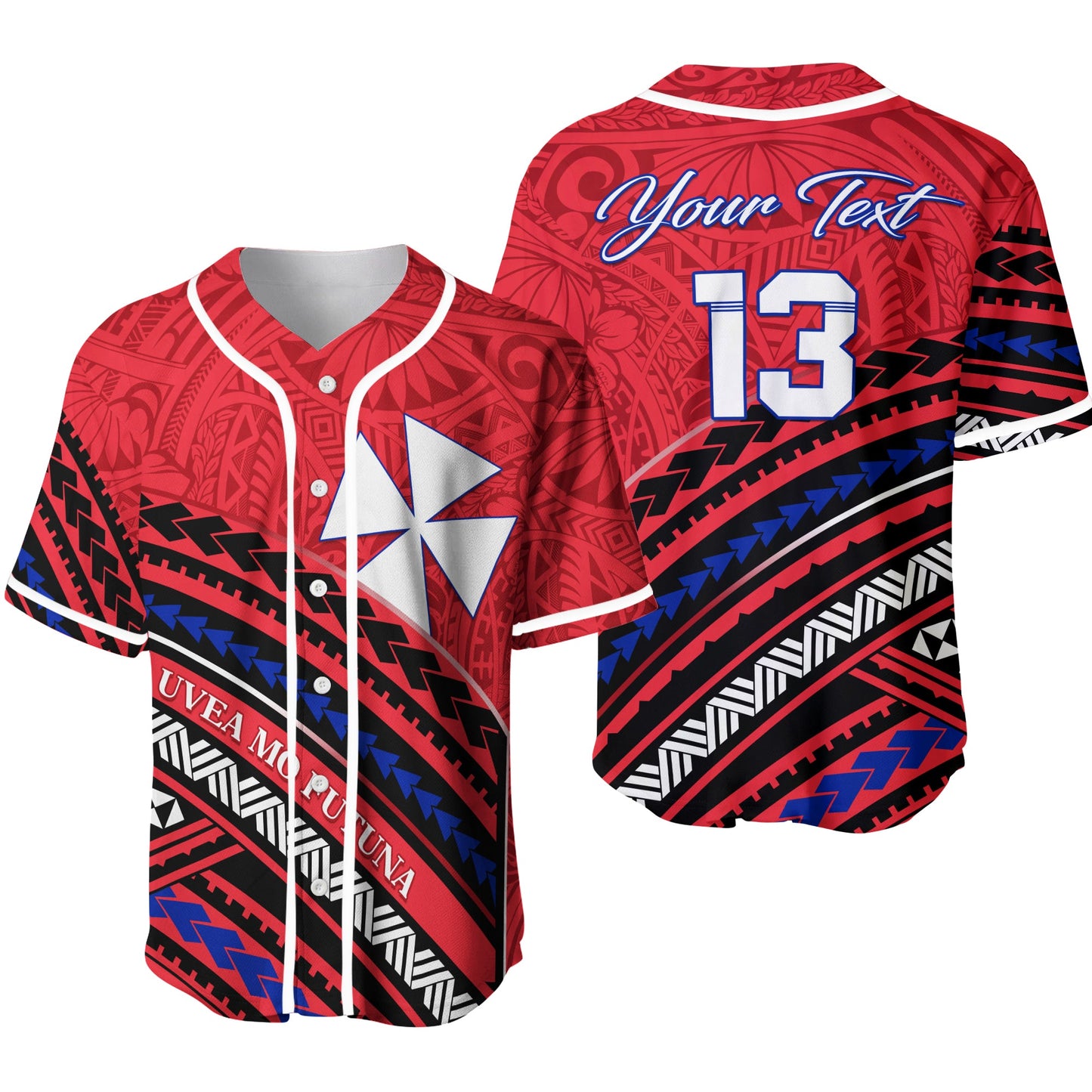 (Custom Personalised) Wallis and Futuna Baseball Jersey Creative Polynesian Custom Text and Number
