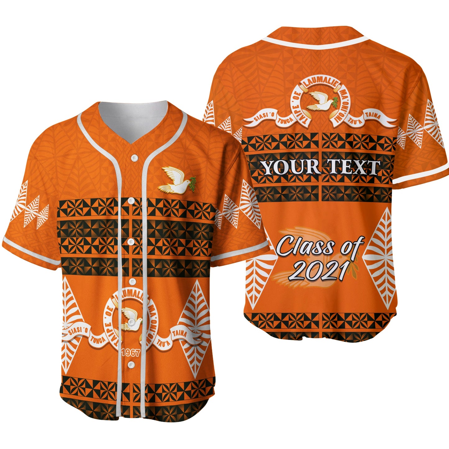 (Custom Personalised) Tailulu College Baseball Jersey Tonga Pattern Class Year and Your Text