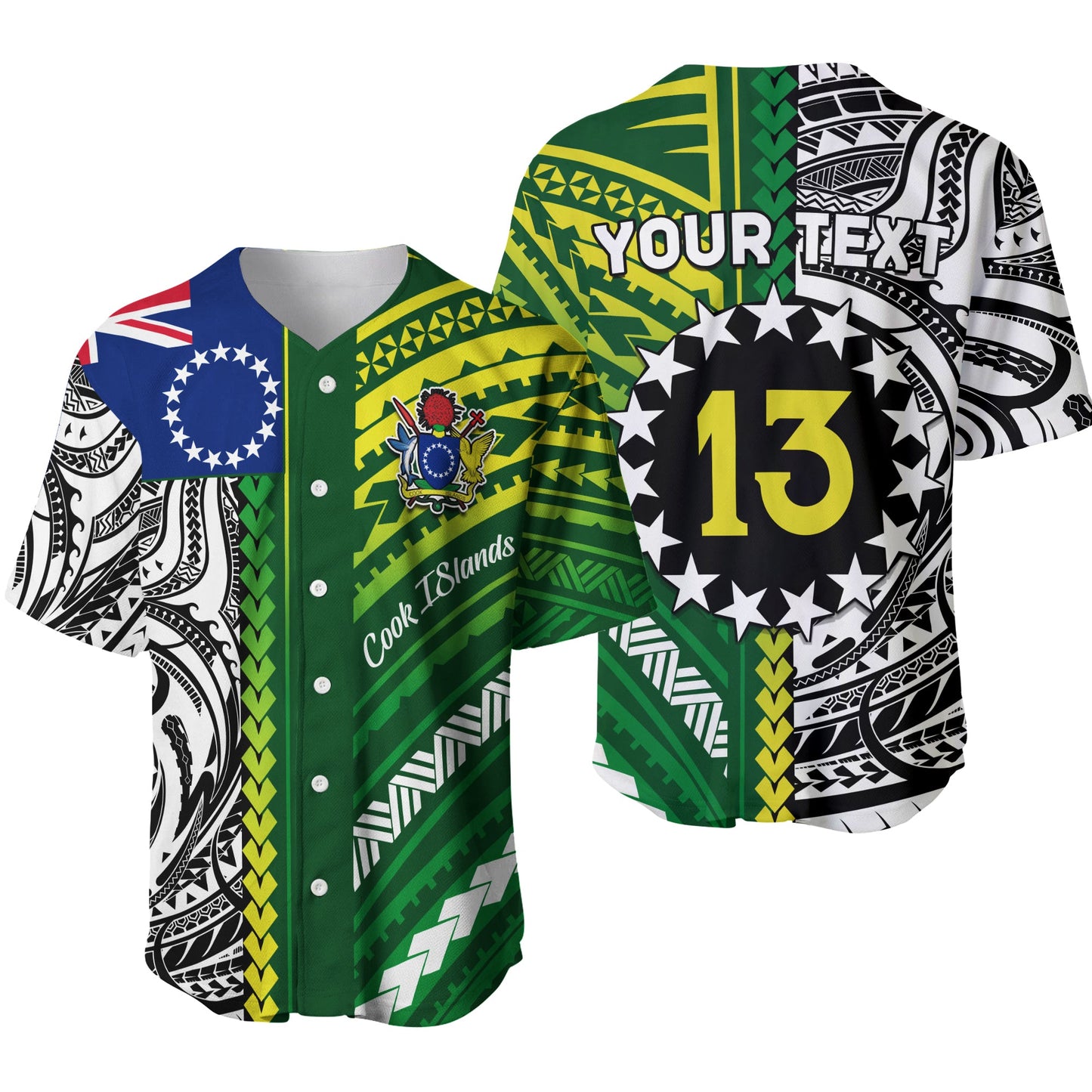 (Custom Personalised) Cook Islands Unique Baseball Jersey Polynesia Pattern Custom Text and Number
