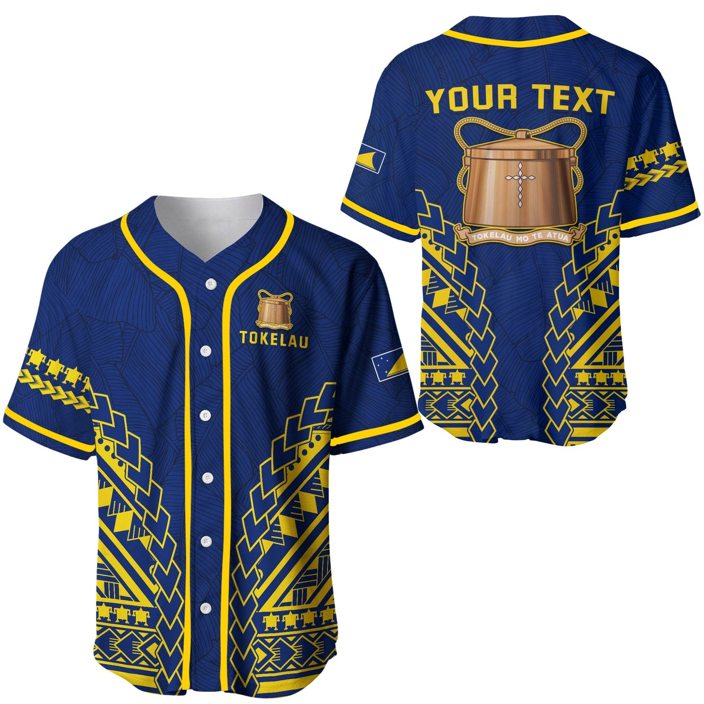 (Custom Personalised) Tokelau Baseball Jersey Coconut Palm Leaf