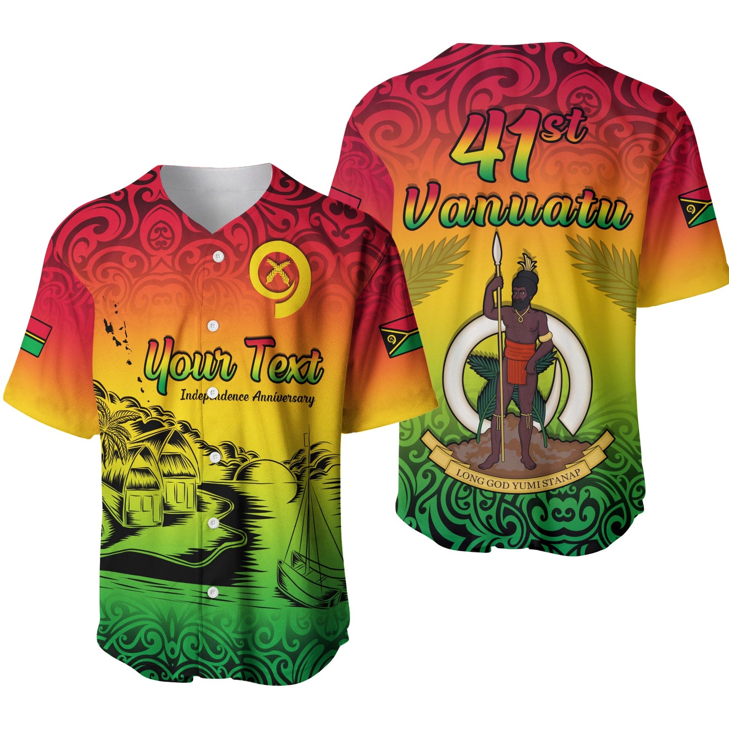 (Custom Personalised) Vanuatu Peaceful Baseball Jersey Independence Anniversary